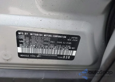 2025 Mitsubishi Outlander Phev Se S-Awc z USA, uszkodzony, nr VIN JA4T5VA95SZ008368